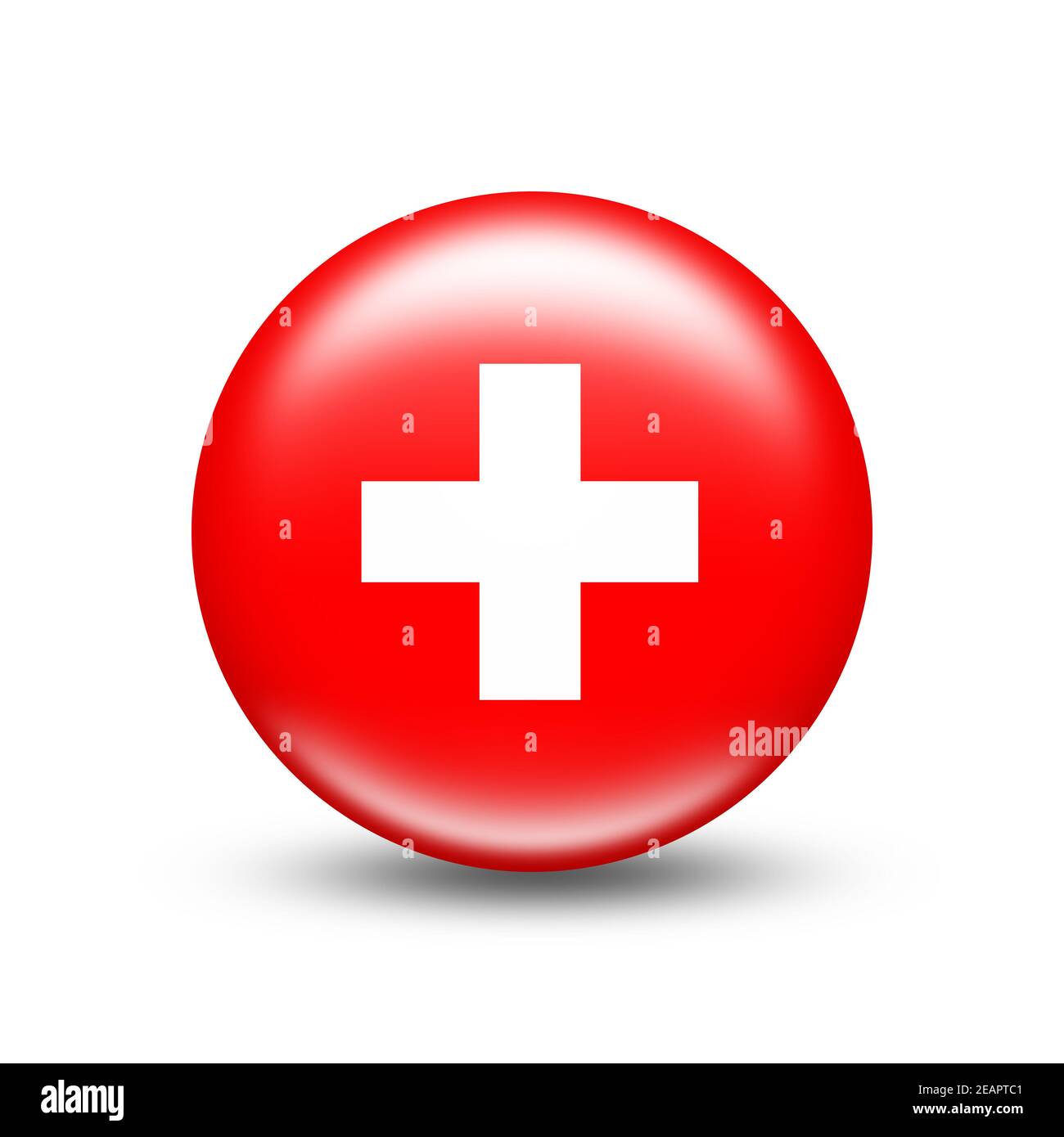 Switzerland country flag in sphere with white shadow Stock Photo