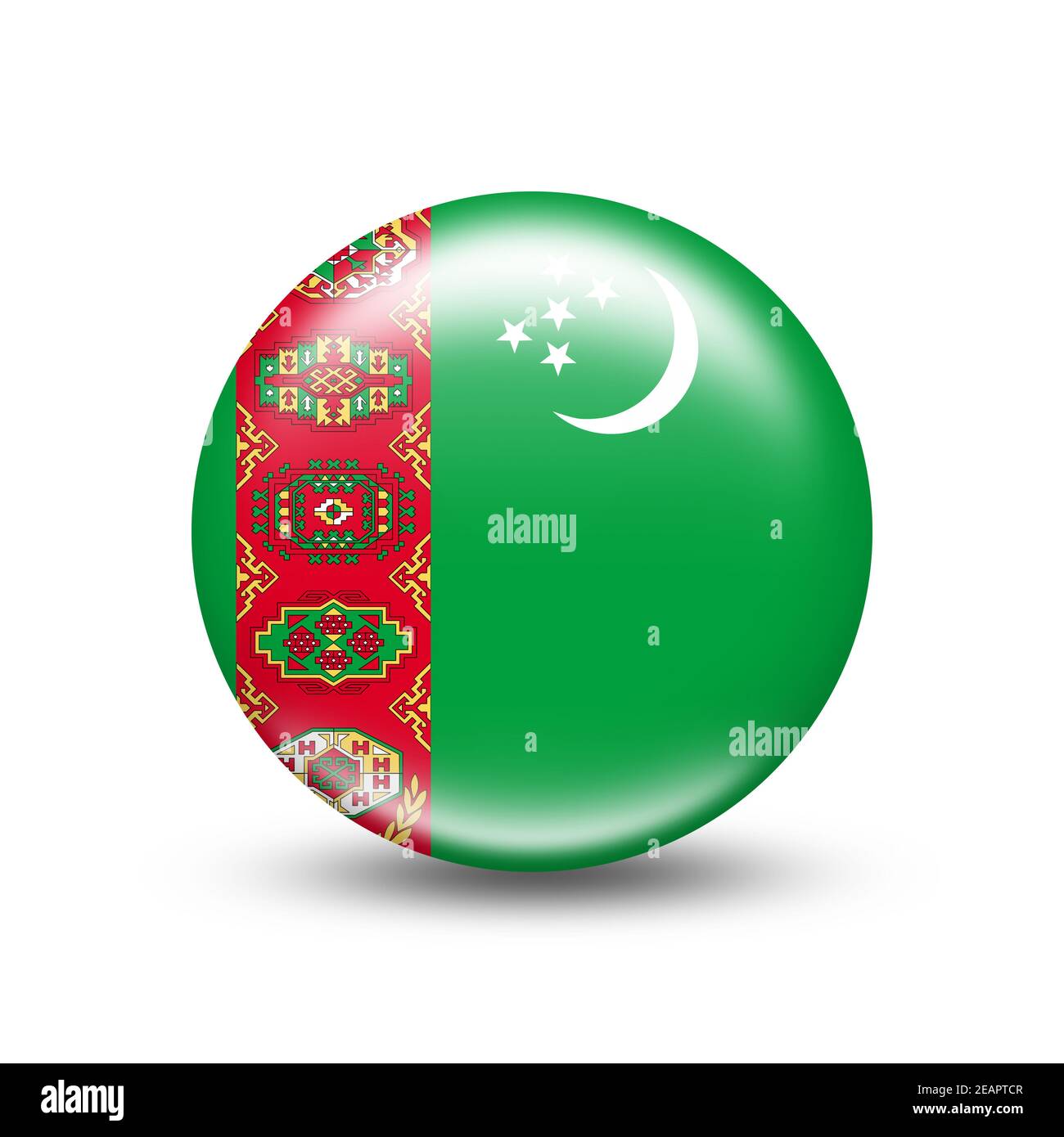 Turkmenistan country flag in sphere with white shadow Stock Photo