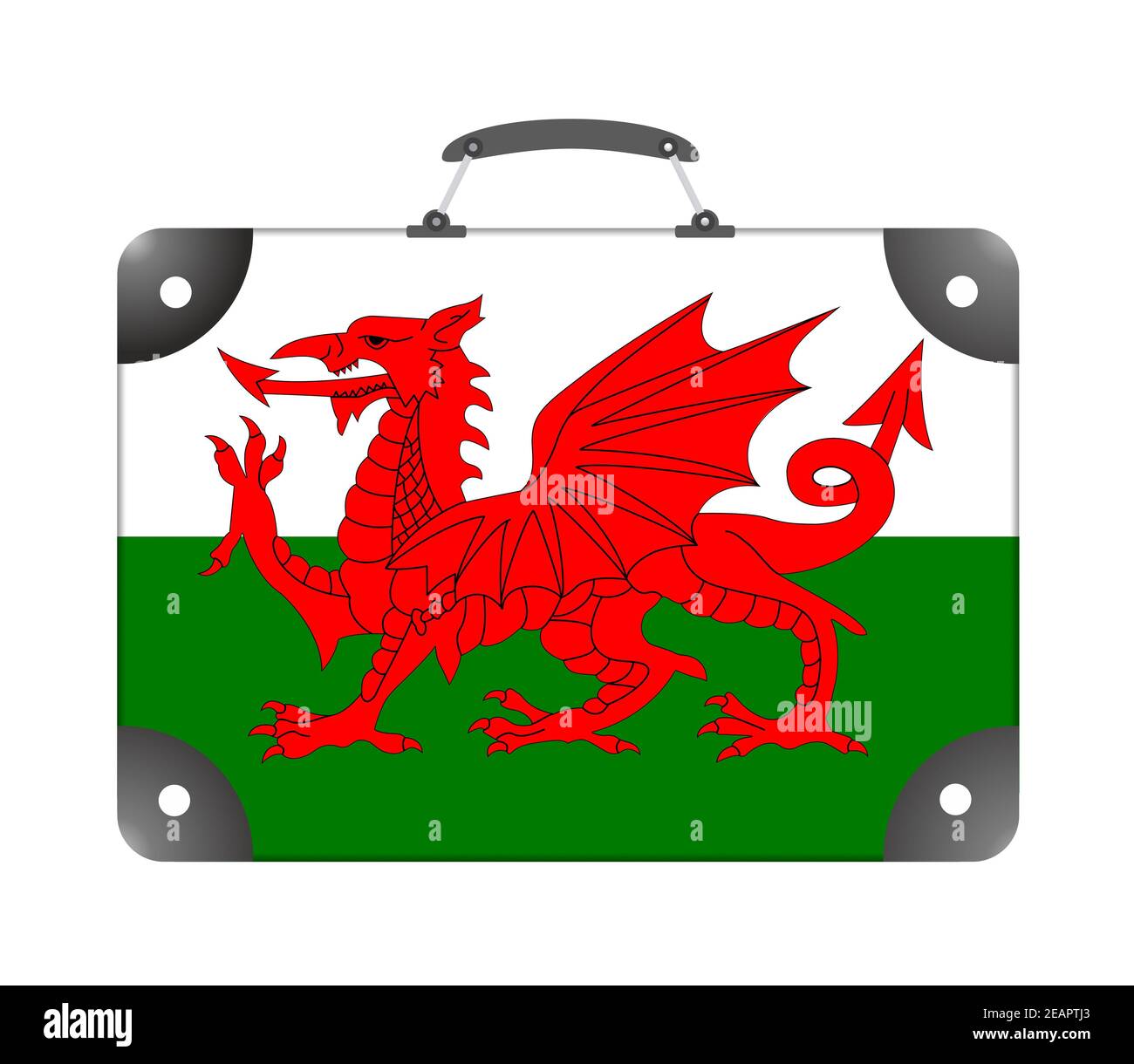 Wales country flag in the form of a travel suitcase on a white background Stock Photo