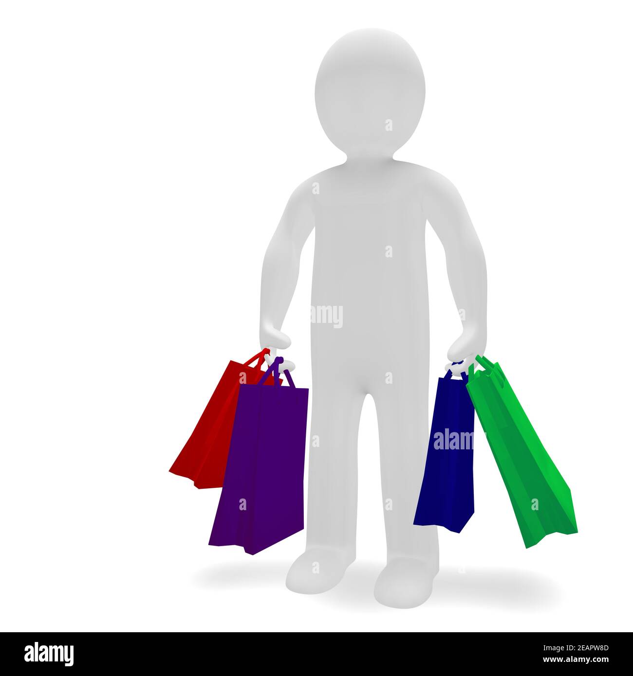 Little man with full shopping bags Stock Photo