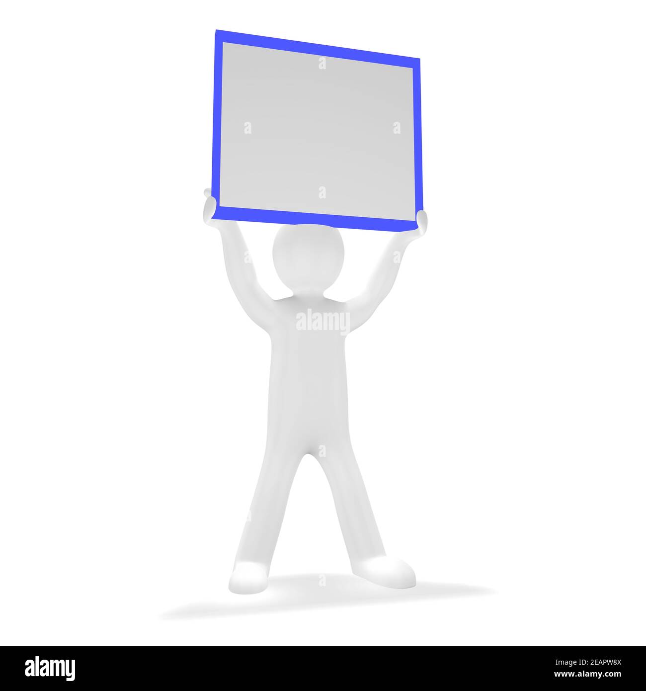 Little man with a blank banner for your notes Stock Photo - Alamy