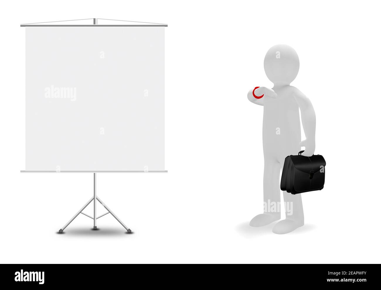 Little man is late for a meeting stock photo alamy