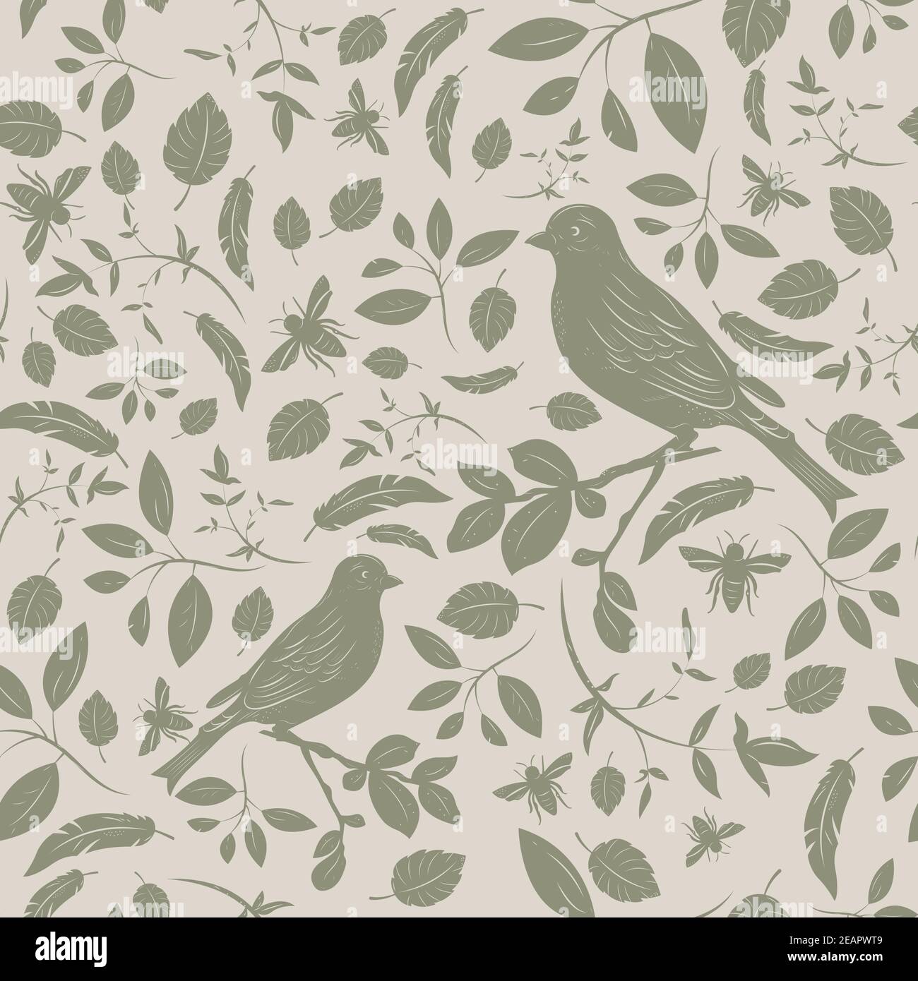 Seamless floral pattern with birds Stock Vector Image & Art - Alamy