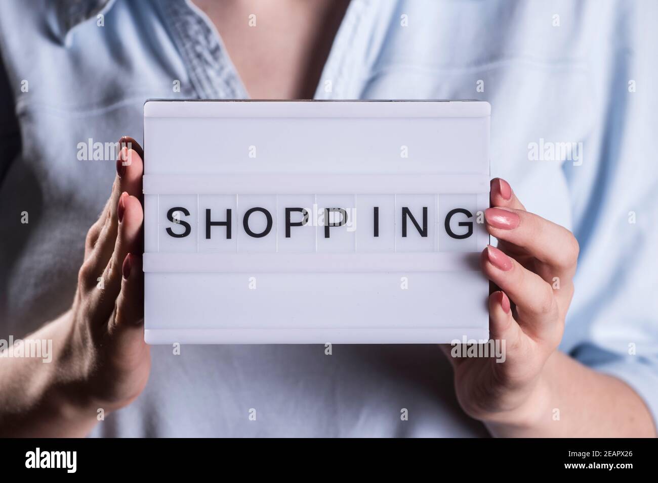 a shopping sign, business and economy Stock Photo