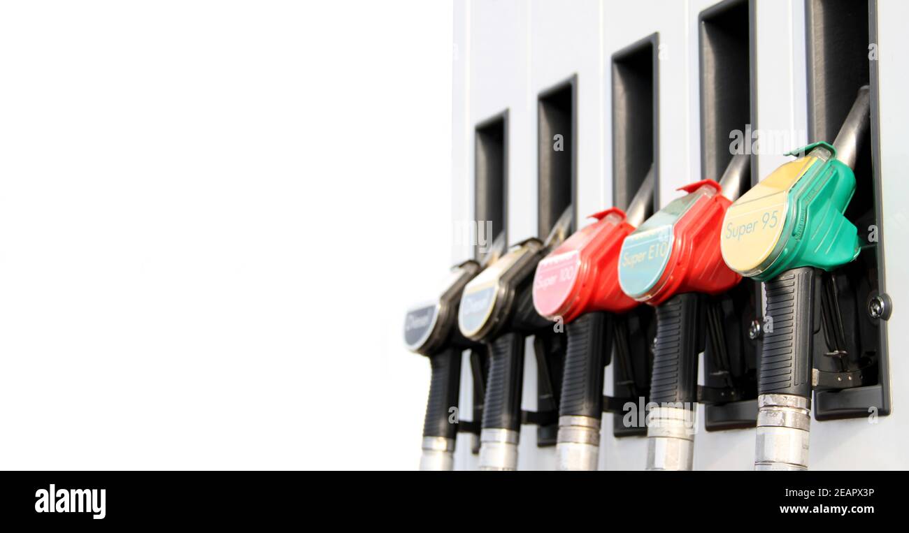 Gas station with different types of fuel Stock Photo Alamy