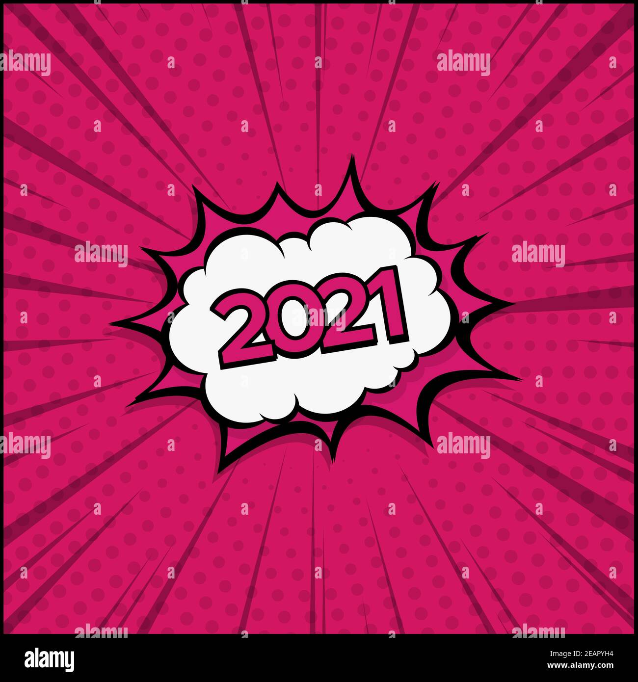 Colorful Comic Zoom New Year 2021- Vector illustration Stock Photo