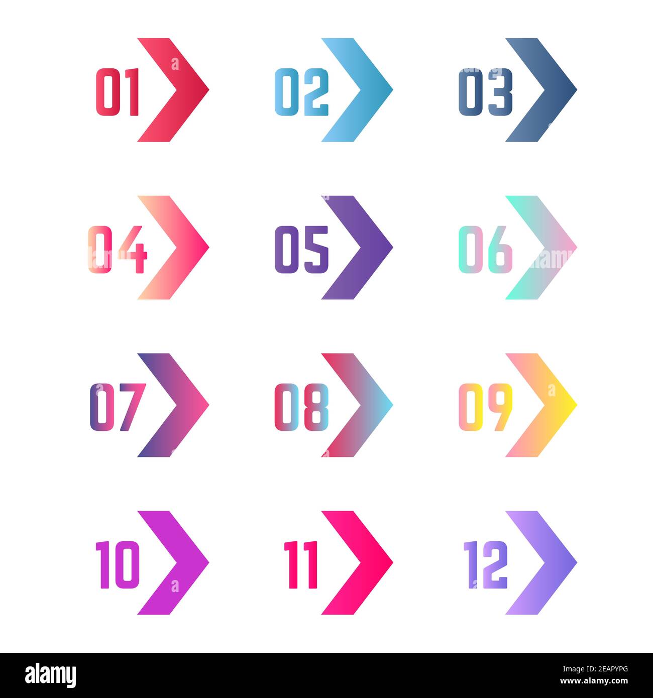 Colorful arrow bullet points collection Stock Vector