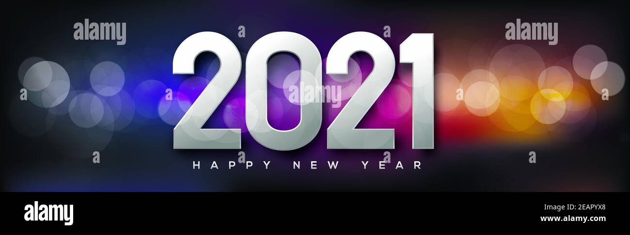 Multicolored and sparkly festive new year bokeh 2021 Stock Photo