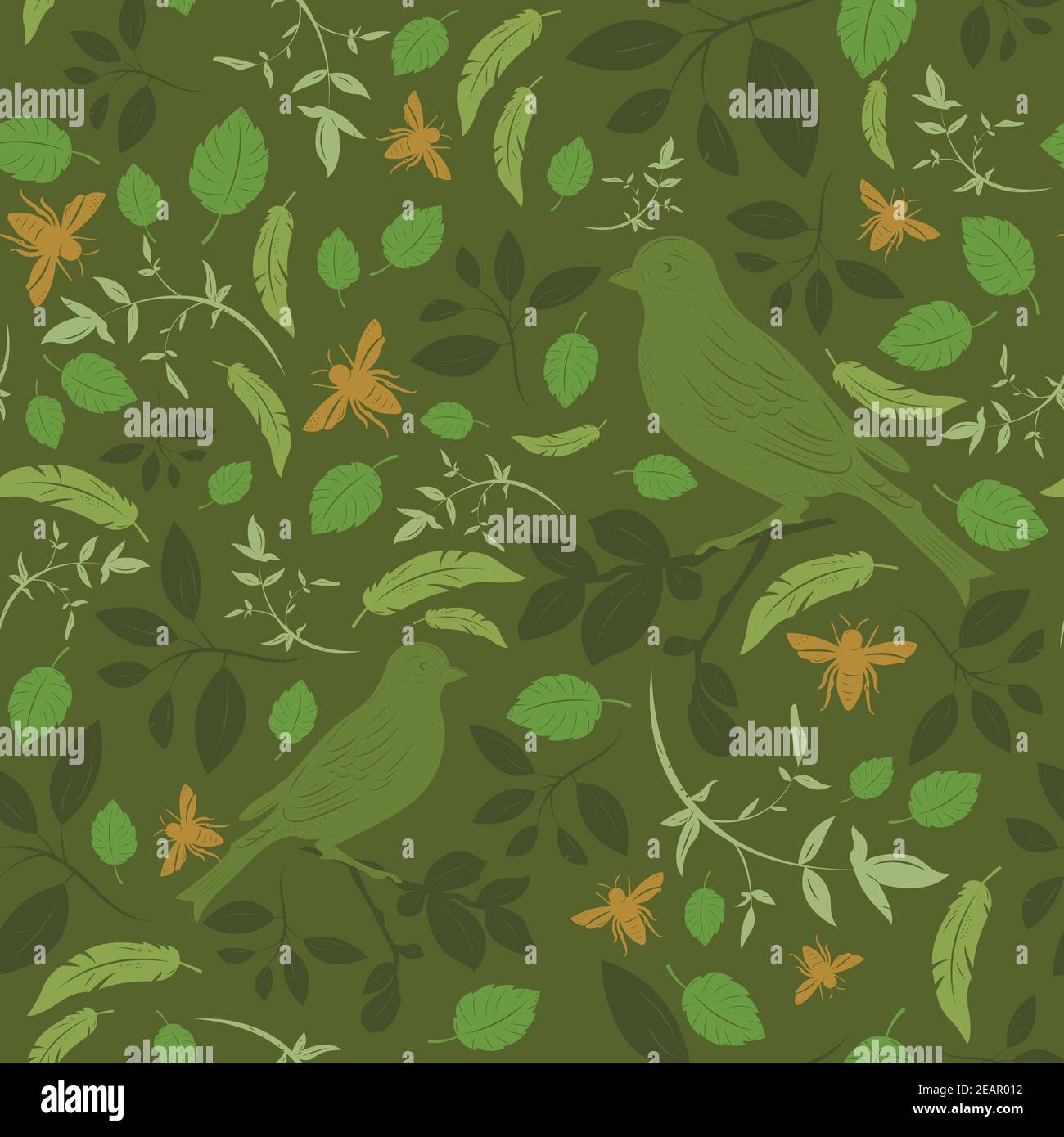 Seamless floral pattern with birds Stock Vector Image & Art - Alamy