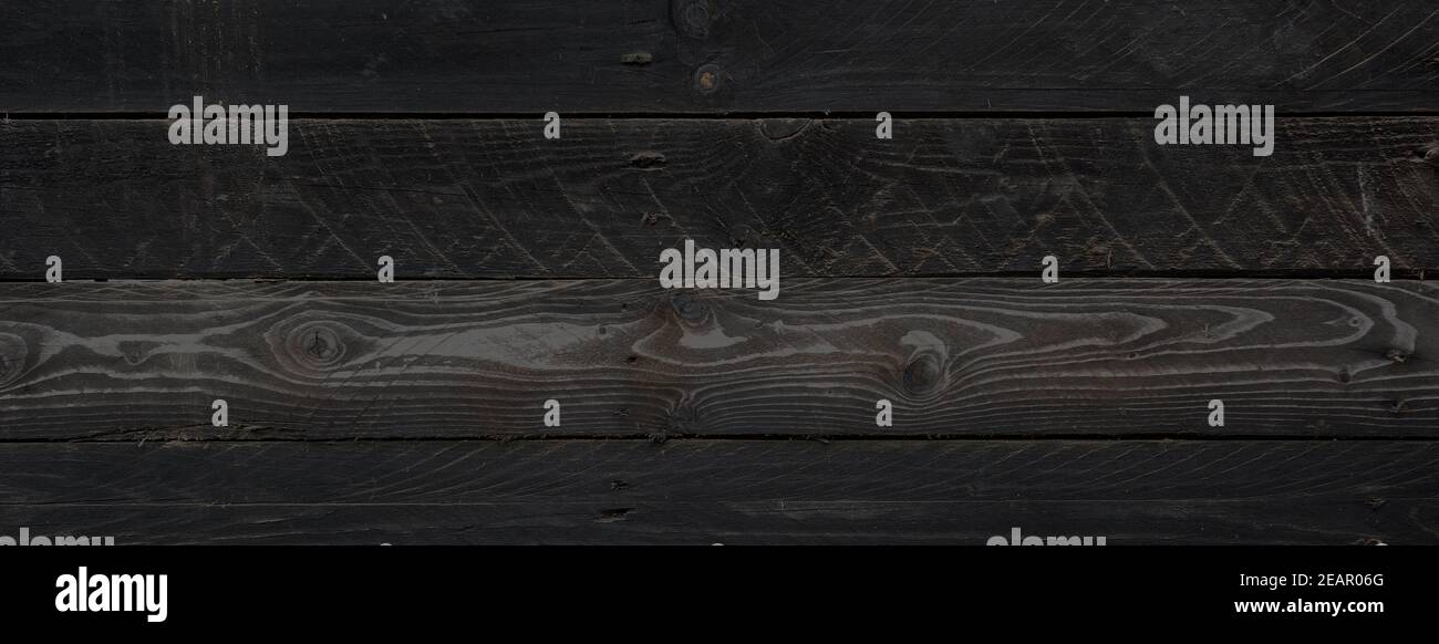 Black wood board banner background Stock Photo