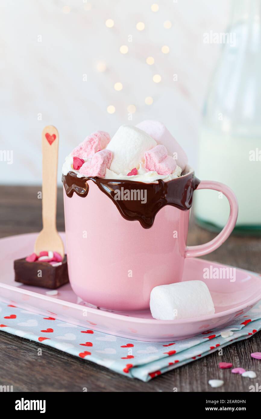 Hot chocolate with marshmallows Stock Photo