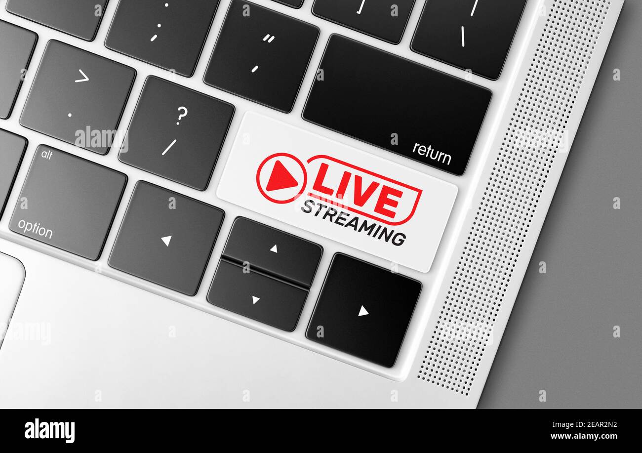 Live streaming key on a black computer keyboard Stock Photo