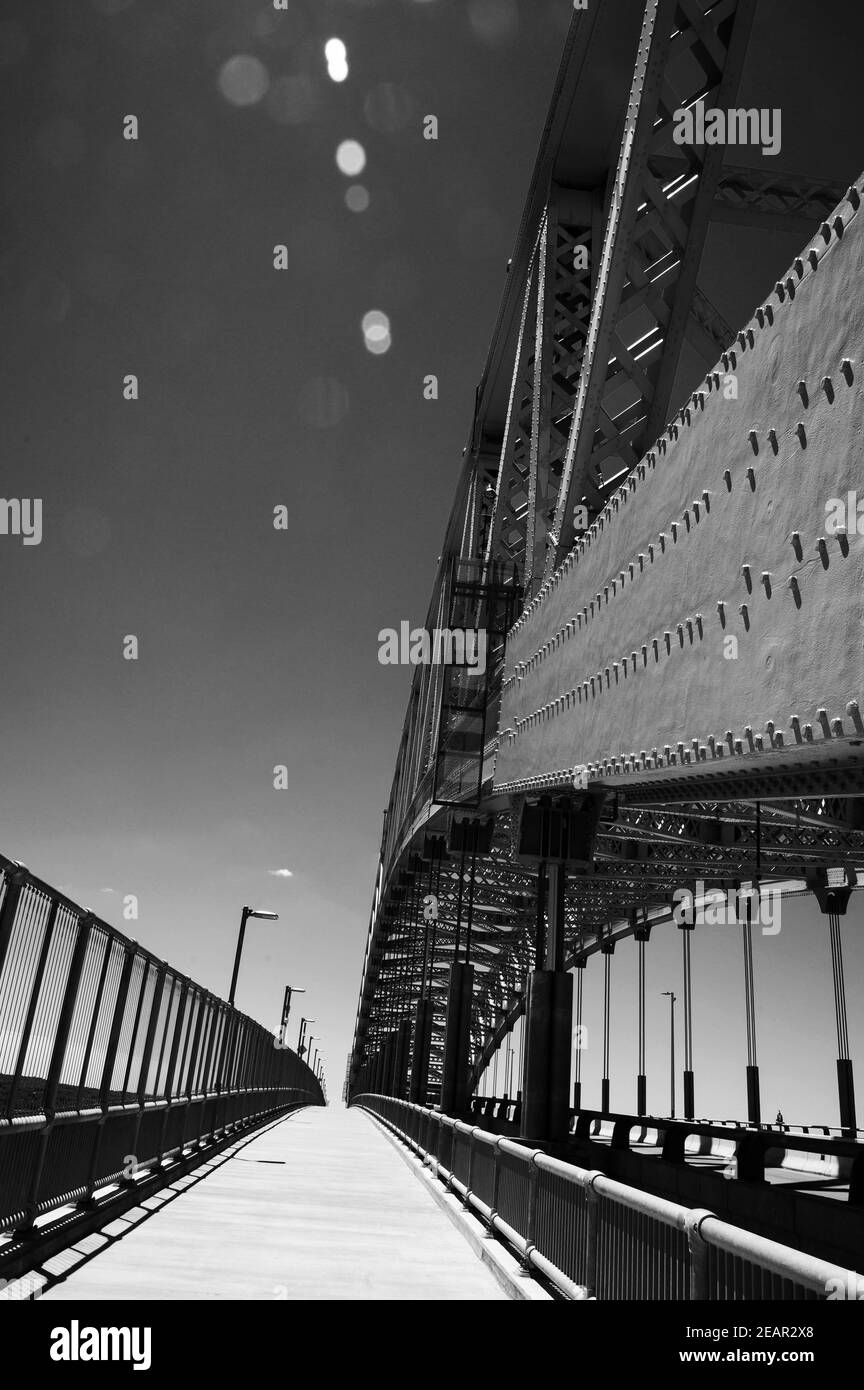 Deserted Bayonne Bridge on a clear, sunny day Stock Photo