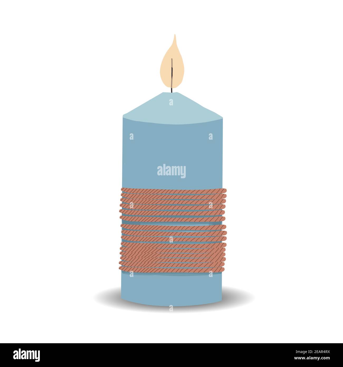 The candle is blue. Decorative candle. Vector illustration isolated. Spa procedure. Stock Photo