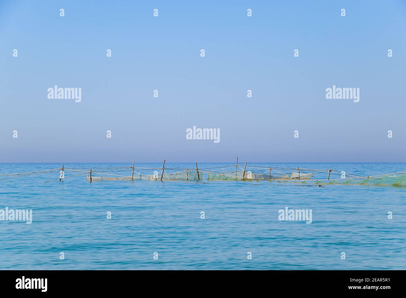 Fishing nets set in the sea. Fishing nets Stock Photo - Alamy
