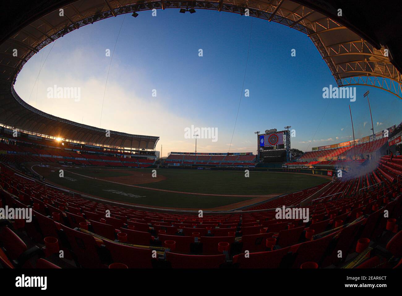 MAZATLAN, MEXICO - FEBRUARY 05: General view of the stadium at sunset, Serie del Caribe 2021 at Teodoro Mariscal Stadium on February 5, 2021 in Mazatlan, Mexico. (Photo by  Luis Gutierrez/Norte Photo/) Stock Photo