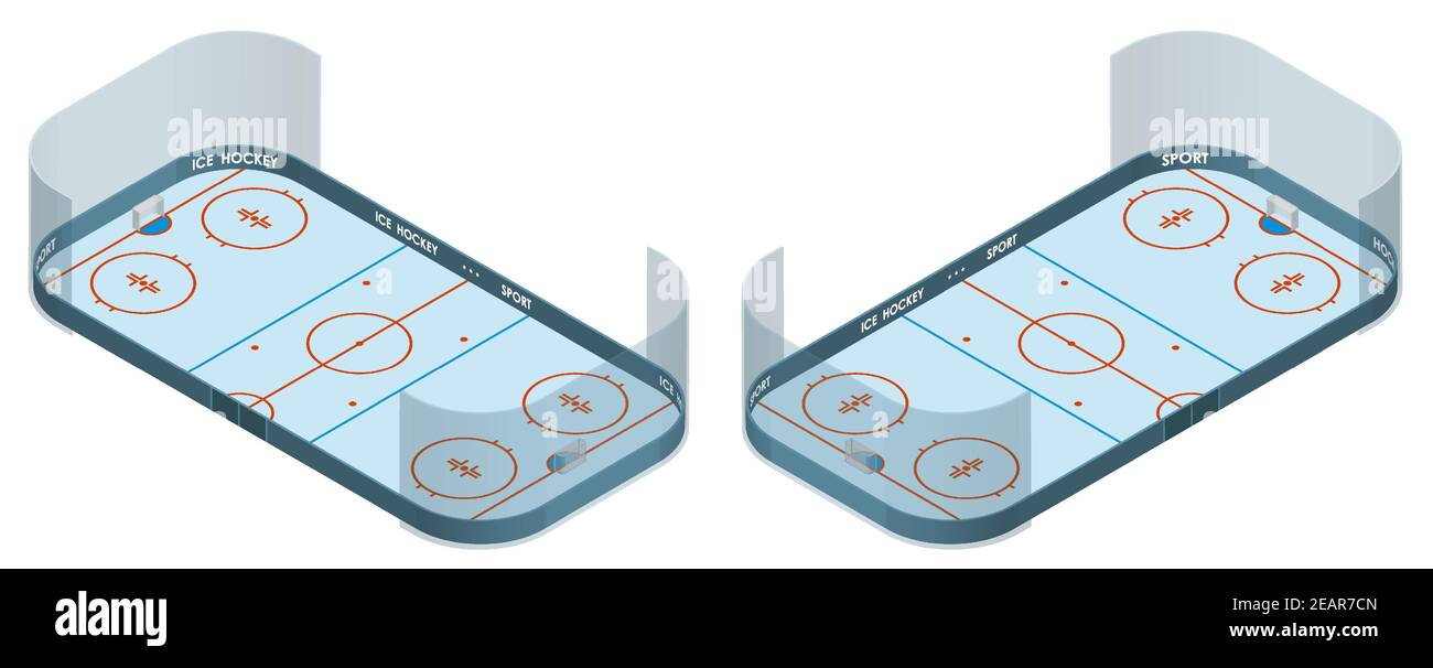 ice hockey sports rink in isometric. Outline hockey playground. Sports