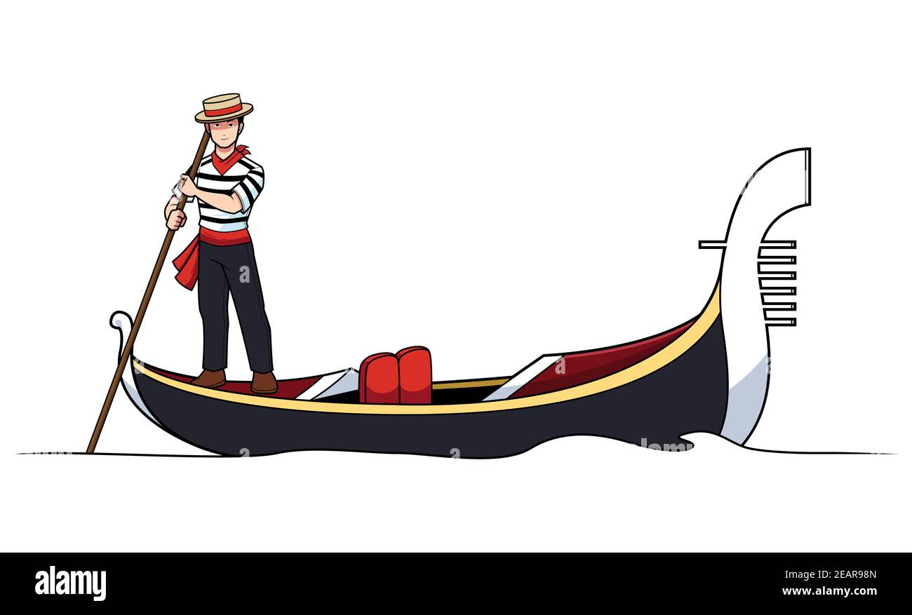 Gondolier on White Stock Vector