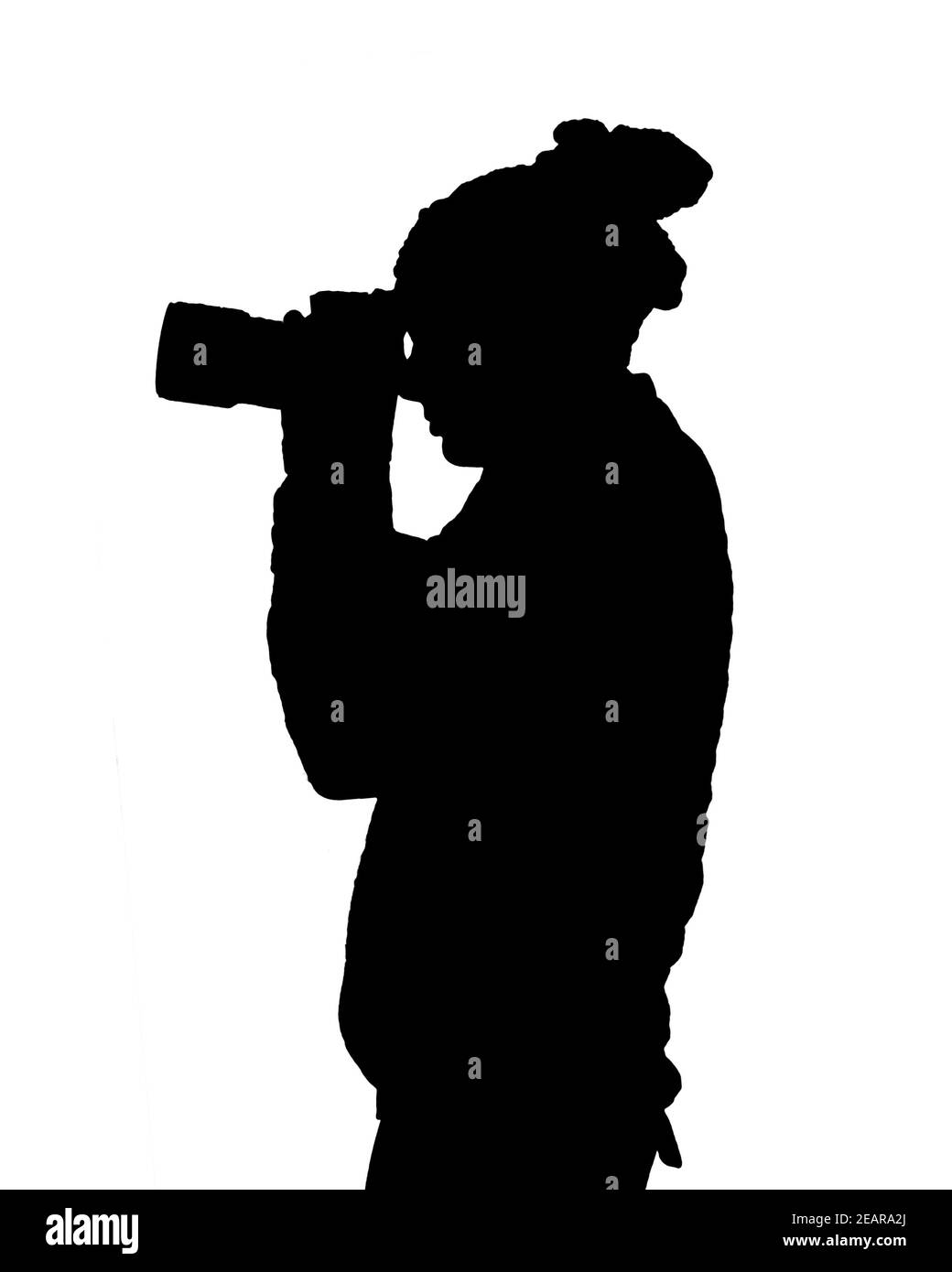 Woman Photographing Isolated Graphic Silhouette Stock Photo
