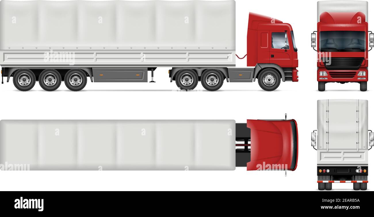 Download Semi Trailer Truck Vector Mockup On White For Vehicle Branding Corporate Identity All Elements In The Groups On Separate Layers For Easy Editing Stock Vector Image Art Alamy