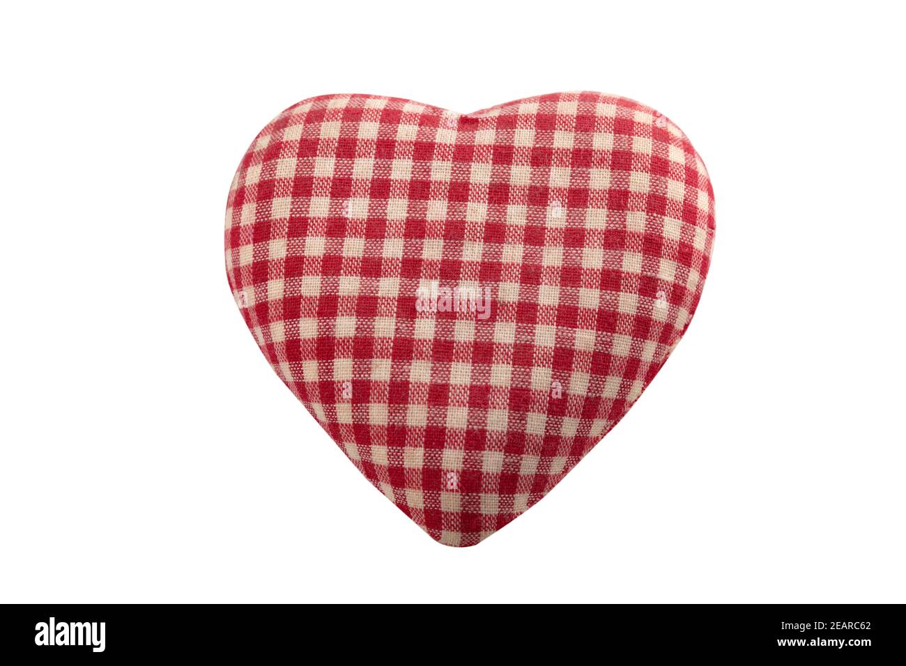Red white checkered fabric heart Stock Photo