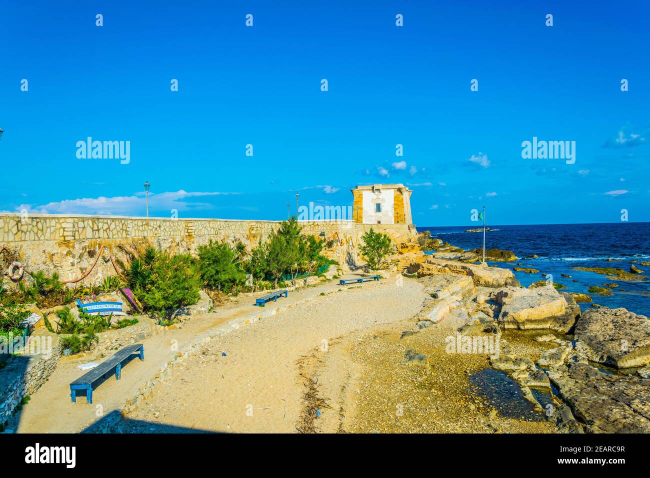 Torre di Ligny dominating seaside of Trapani, Sicily, Italy Stock Photo -  Alamy