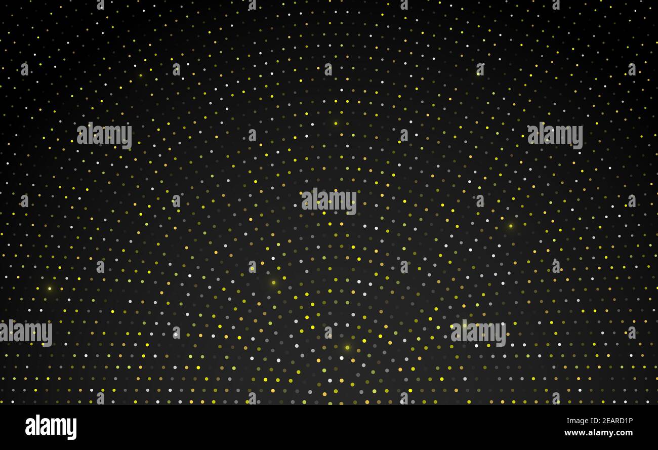 Multicolored glowing dots on a black background Stock Photo