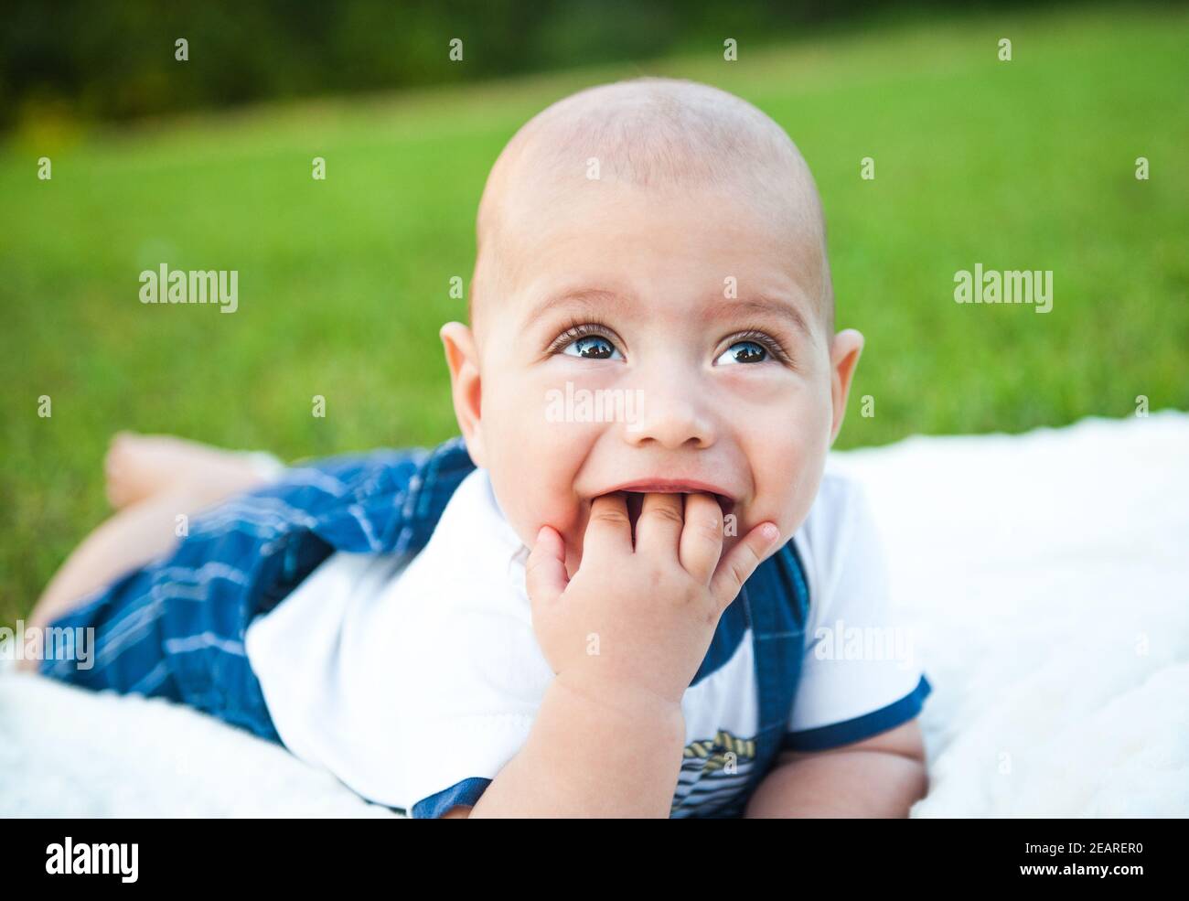 cute kid on the nature Stock Photo