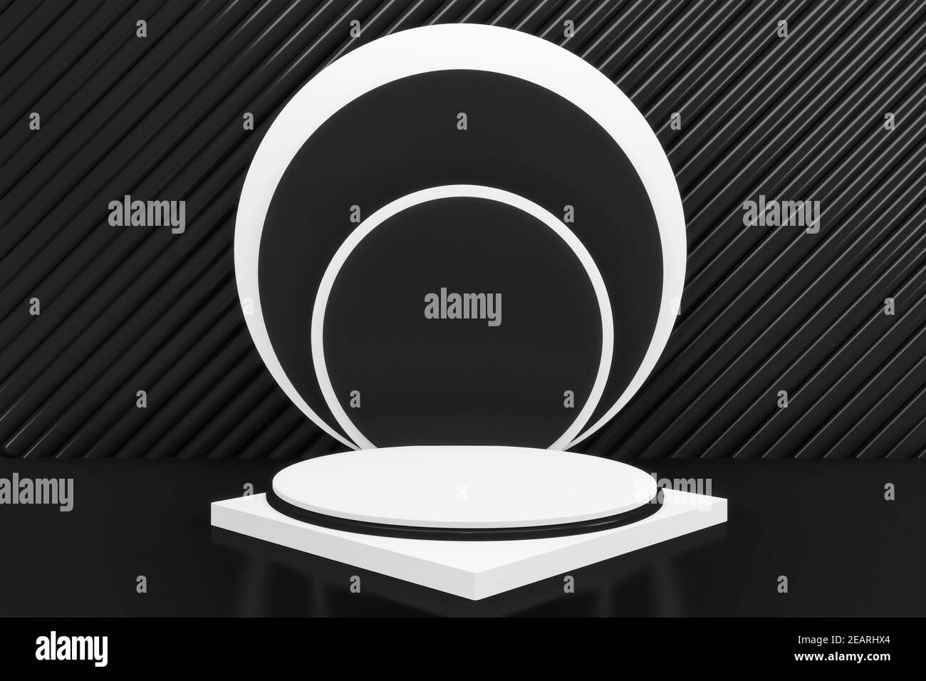 Black and white podium minimal geometric .3D rendering Stock Photo - Alamy