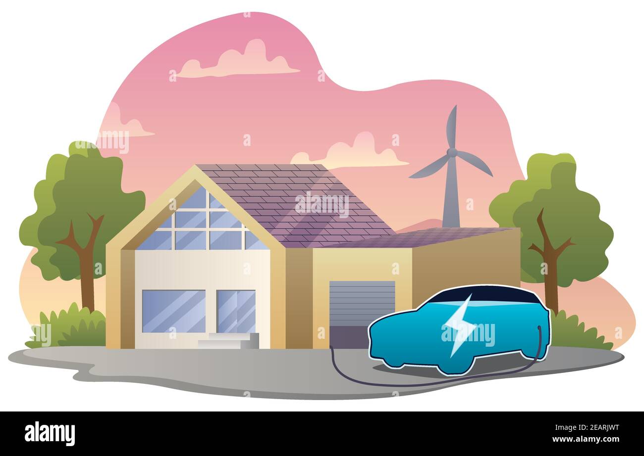 Electric Car Charging Stock Vector