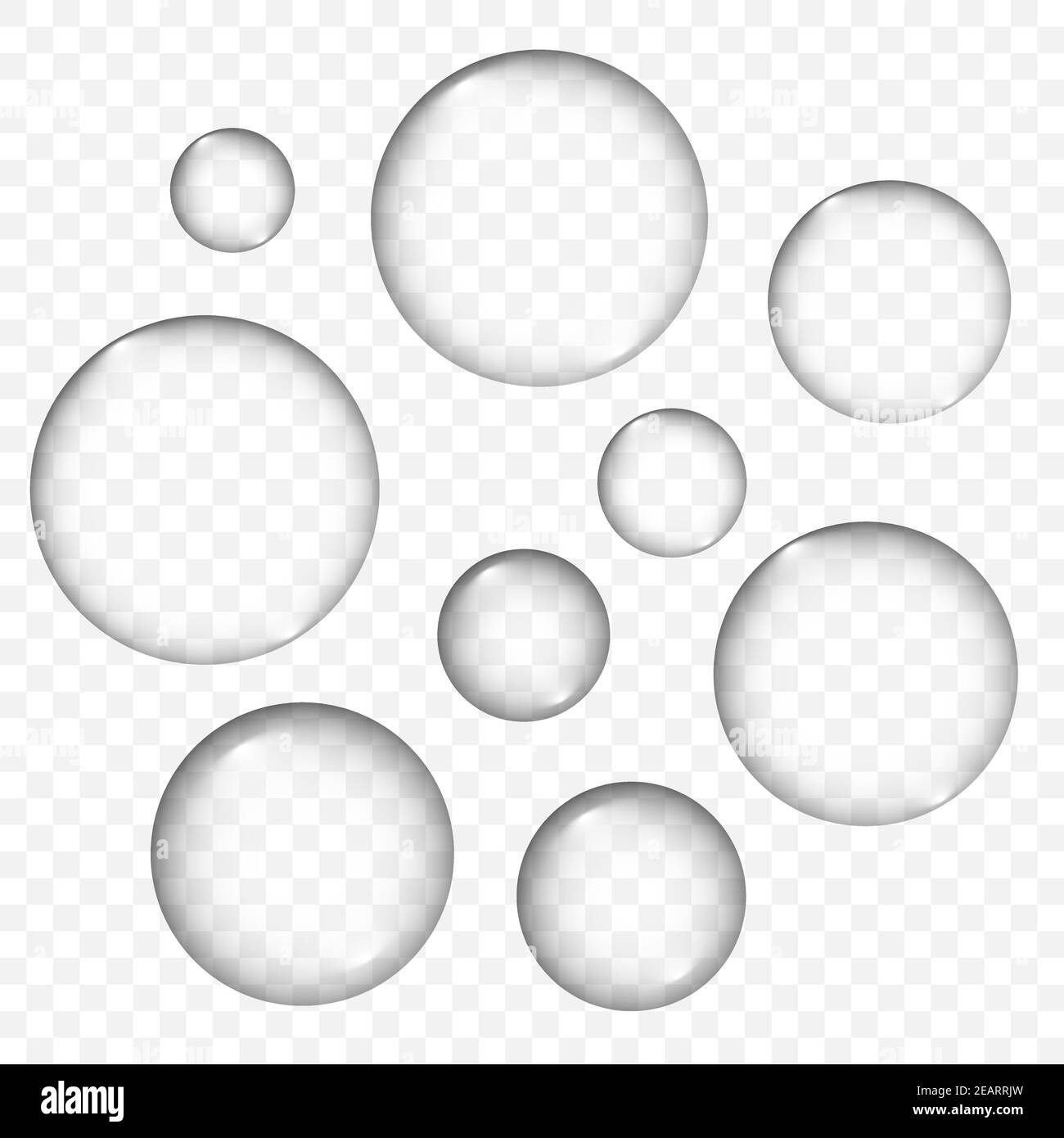 Vector air bubbles texture set isolated on light transparent background