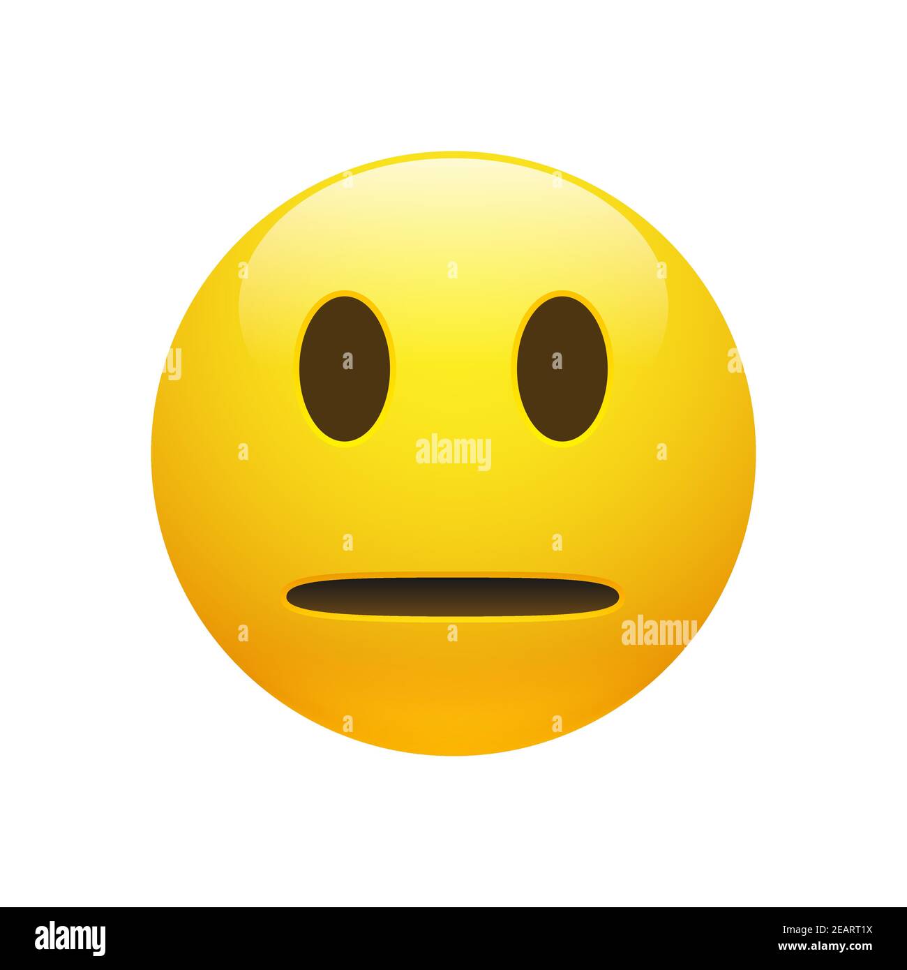 Vector Emoji yellow neutral face with opened eyes and mouth on white  background. Funny cartoon poker face Emoji icon. 3D illustration for chat  or mess Stock Vector Image & Art - Alamy