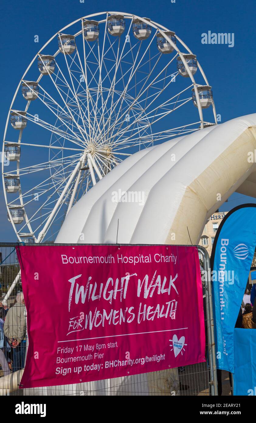Twilight Walk for Women's Health banner at Bournemouth, Dorset UK in March Stock Photo