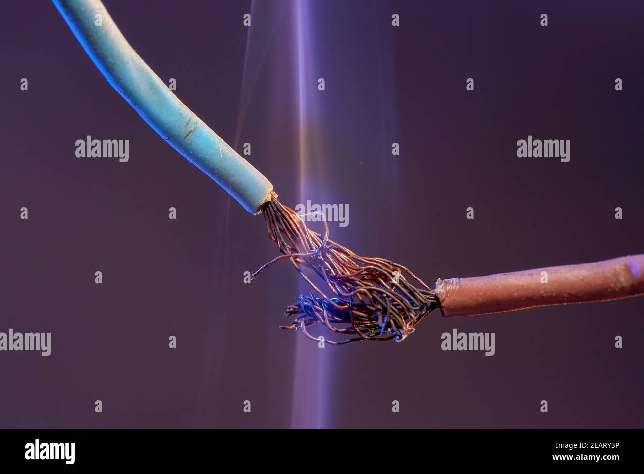 Closeup of electric wires with smoke photographed in the studio Stock Photo Alamy