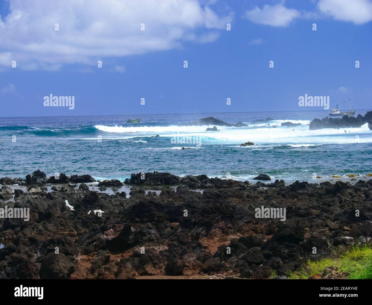 Seaster Island Rocks Easter Island coastline. Easter Island coast, rocks, ocean Stock Photo ...