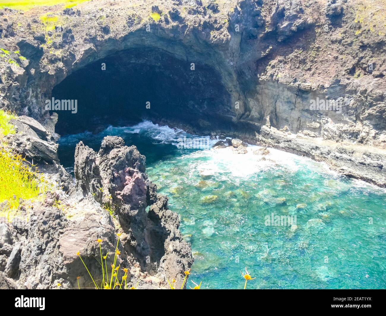 Easter Island coastline Easter Island coast rocks ocean Stock Photo Easter Island coastline Easter Island coast rocks ocean Stock Photo