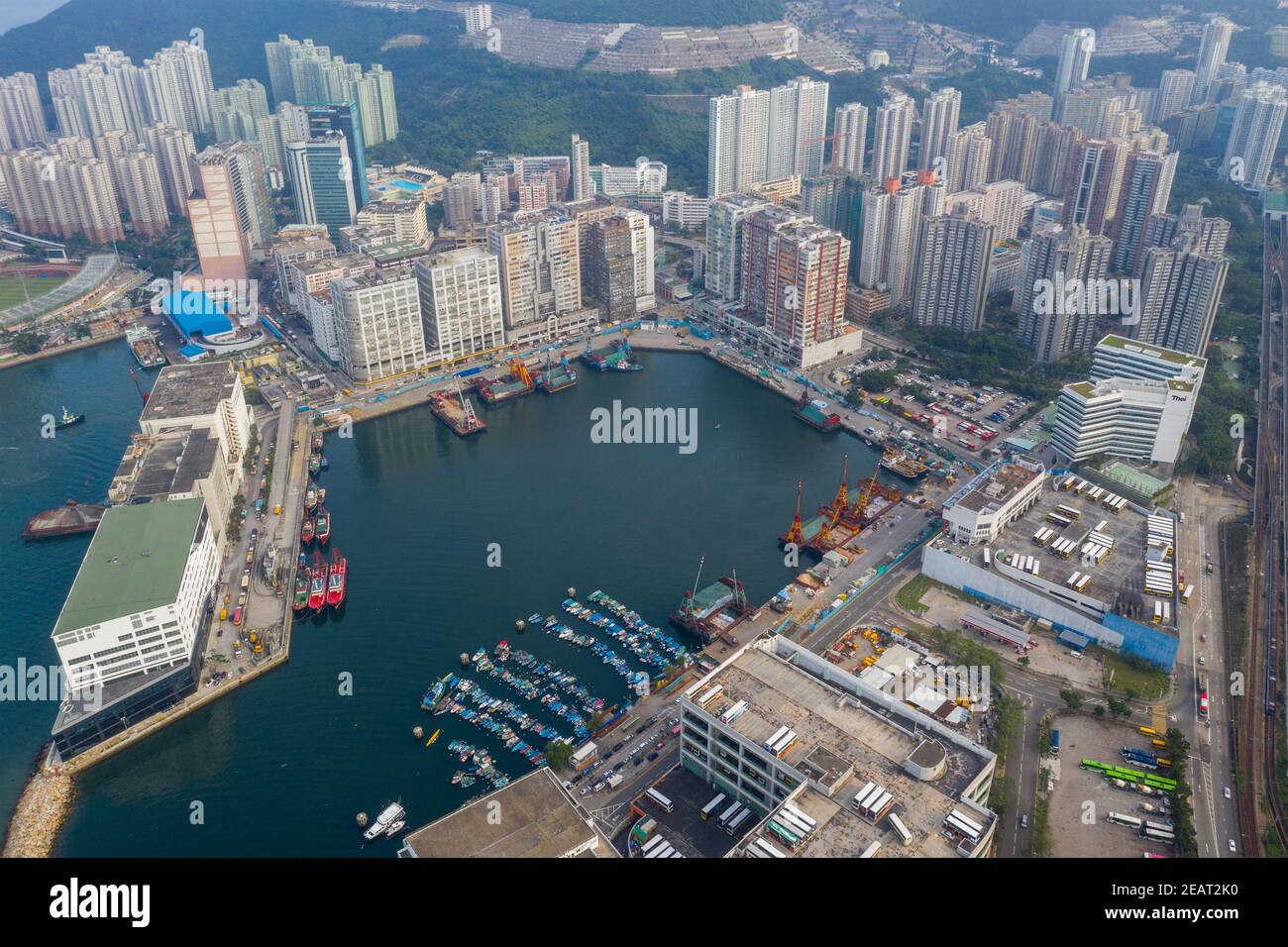 Chai Wan, Hong kong 02 May 2019: Aerial view of Hong Kong residential district Stock Photo
