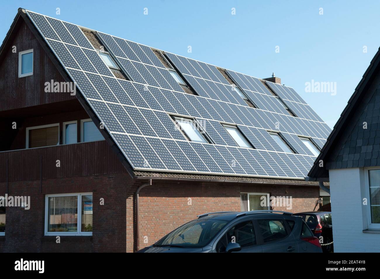 Solardach, Solaranlage, Hausdach Stock Photo