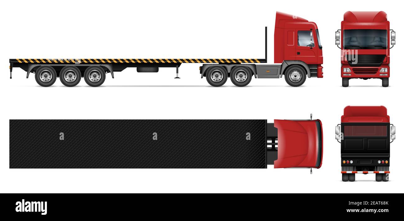 Download Flatbed Trailer Truck Vector Mockup On White For Vehicle Branding Corporate Identity All Elements In The Groups On Separate Layers Stock Vector Image Art Alamy