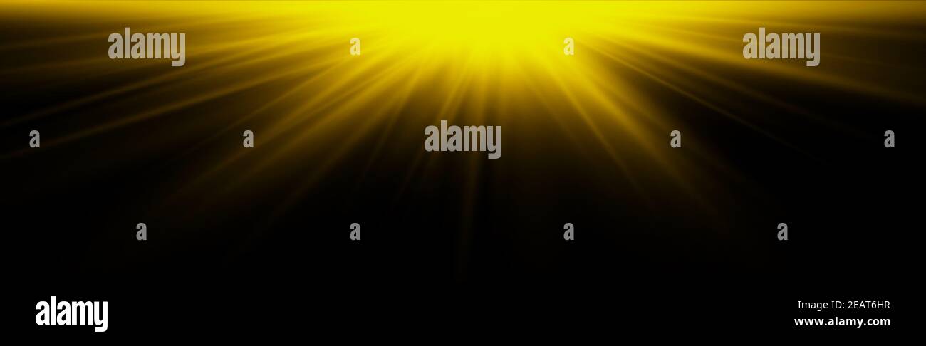 Bright sun on a black background - Illustration Stock Photo - Alamy