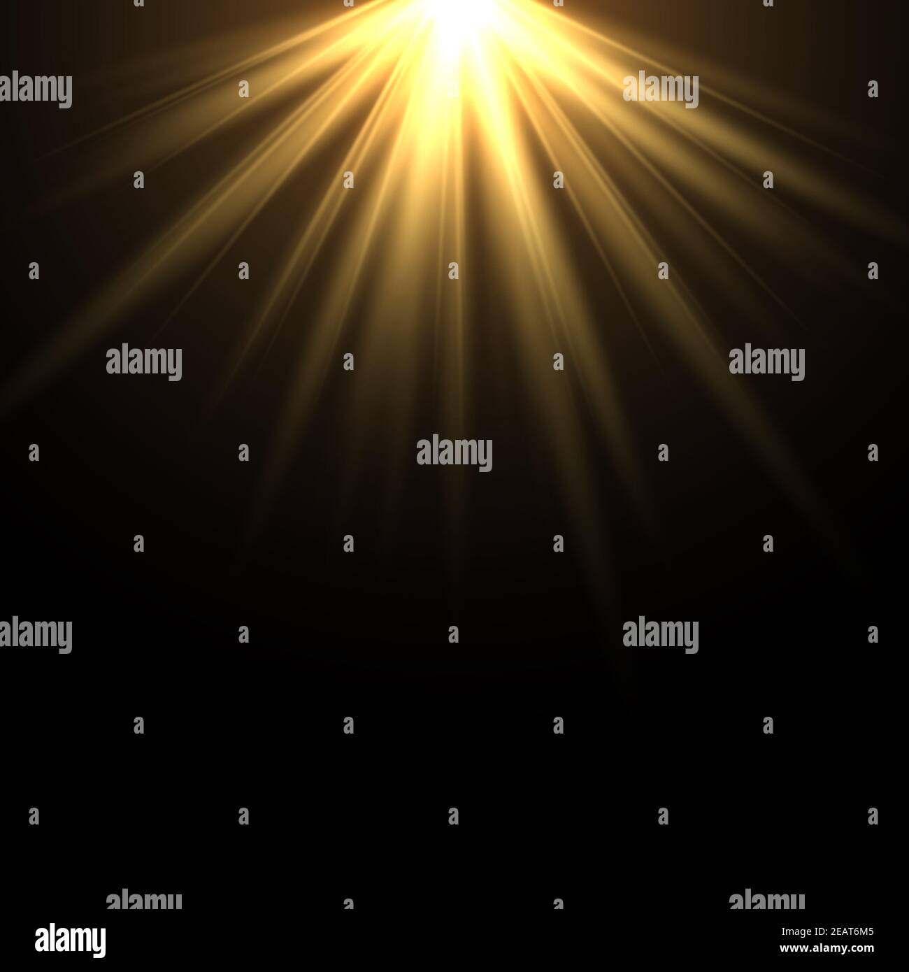 Bright sun on a black background - Illustration Stock Photo - Alamy