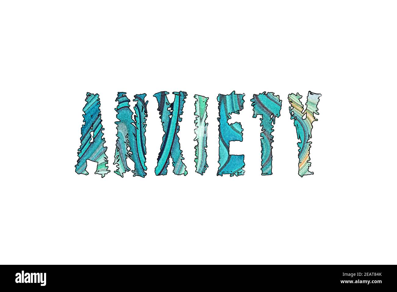 Anxiety word, Banner, Poster and Sticker, with clipping path Stock