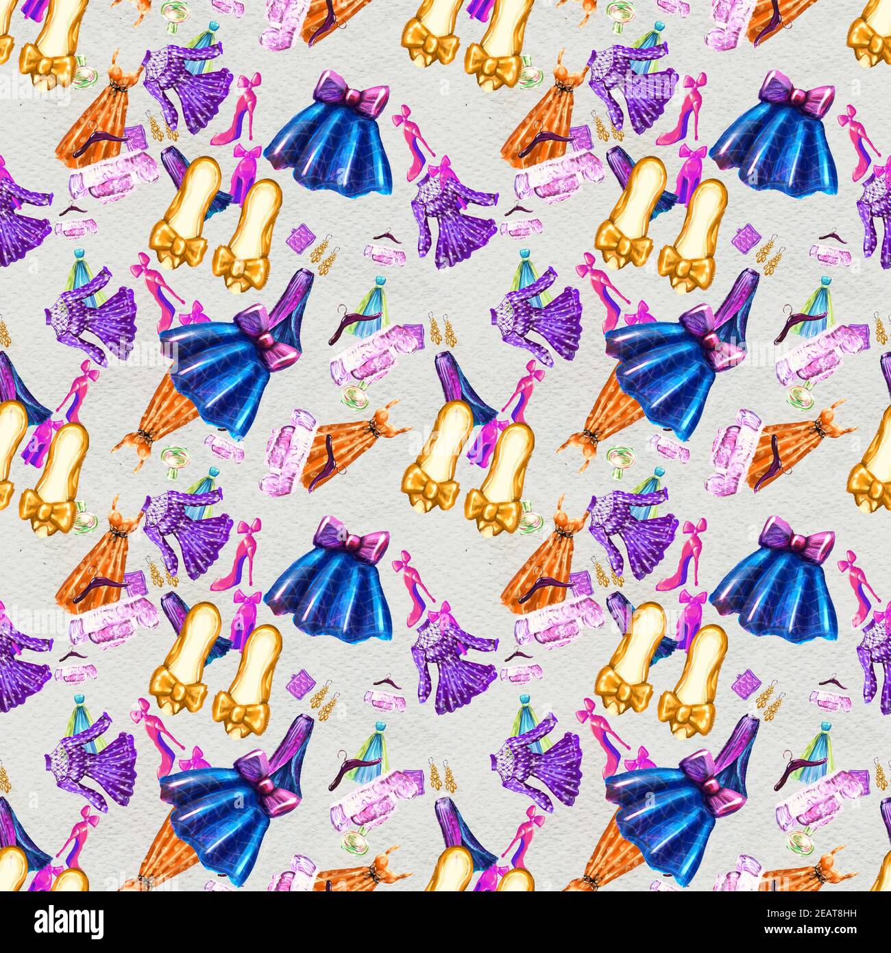 Fashion seamless pattern. Watercolor hand drawn background Stock Photo ...