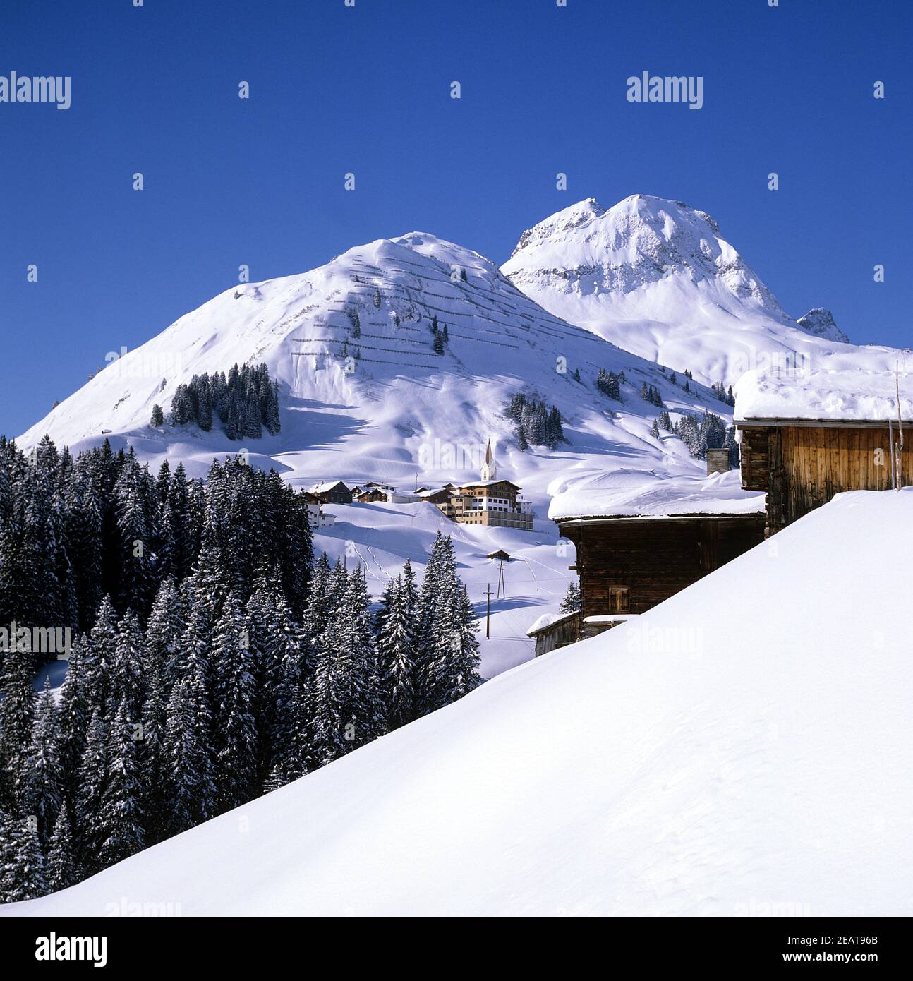 Winterlandschaft, Warth, Arlberg Stock Photo