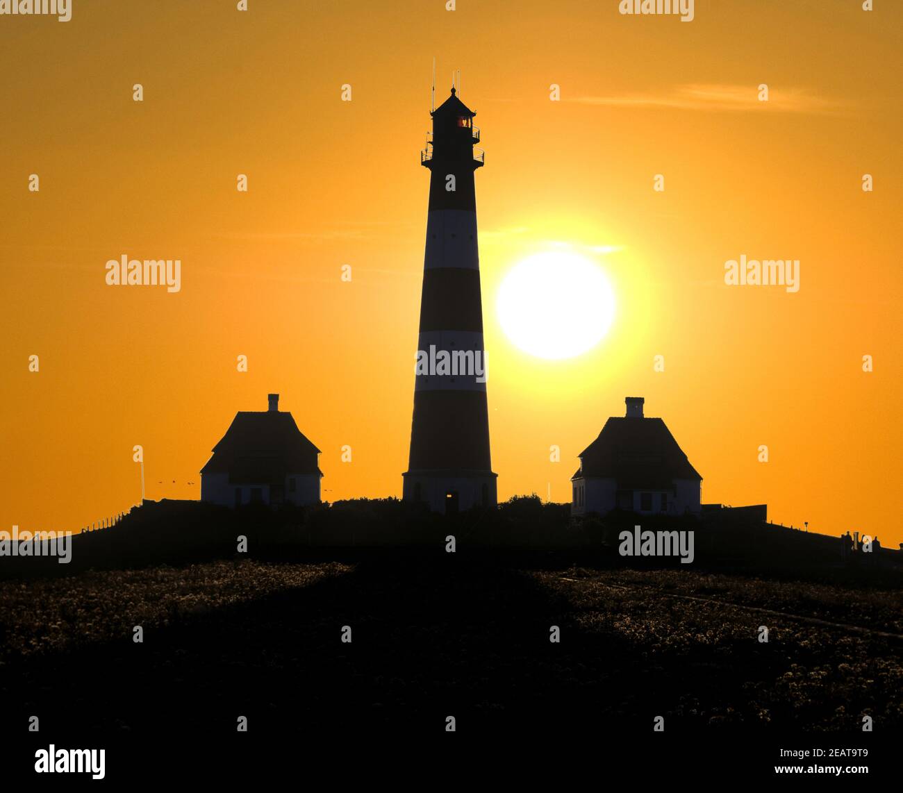 Leuchtturm, Westerheven  Sonnenuntergang Stock Photo
