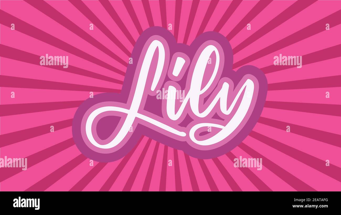 Lily Name Typography With Pink Outline Starburst Stock Vector Image