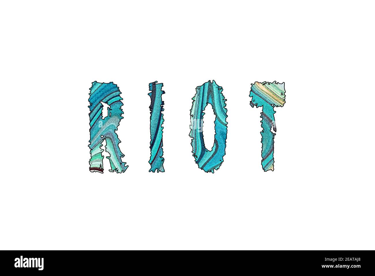 Riot word, Banner, Poster and Sticker, with clipping path Stock Photo
