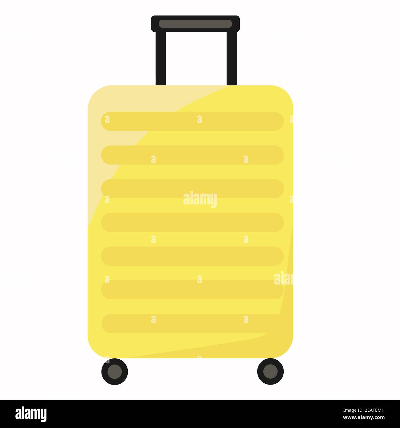 Vector, yellow suitcase on a white background. Luggage bag, editable isolated object. Stock Vector