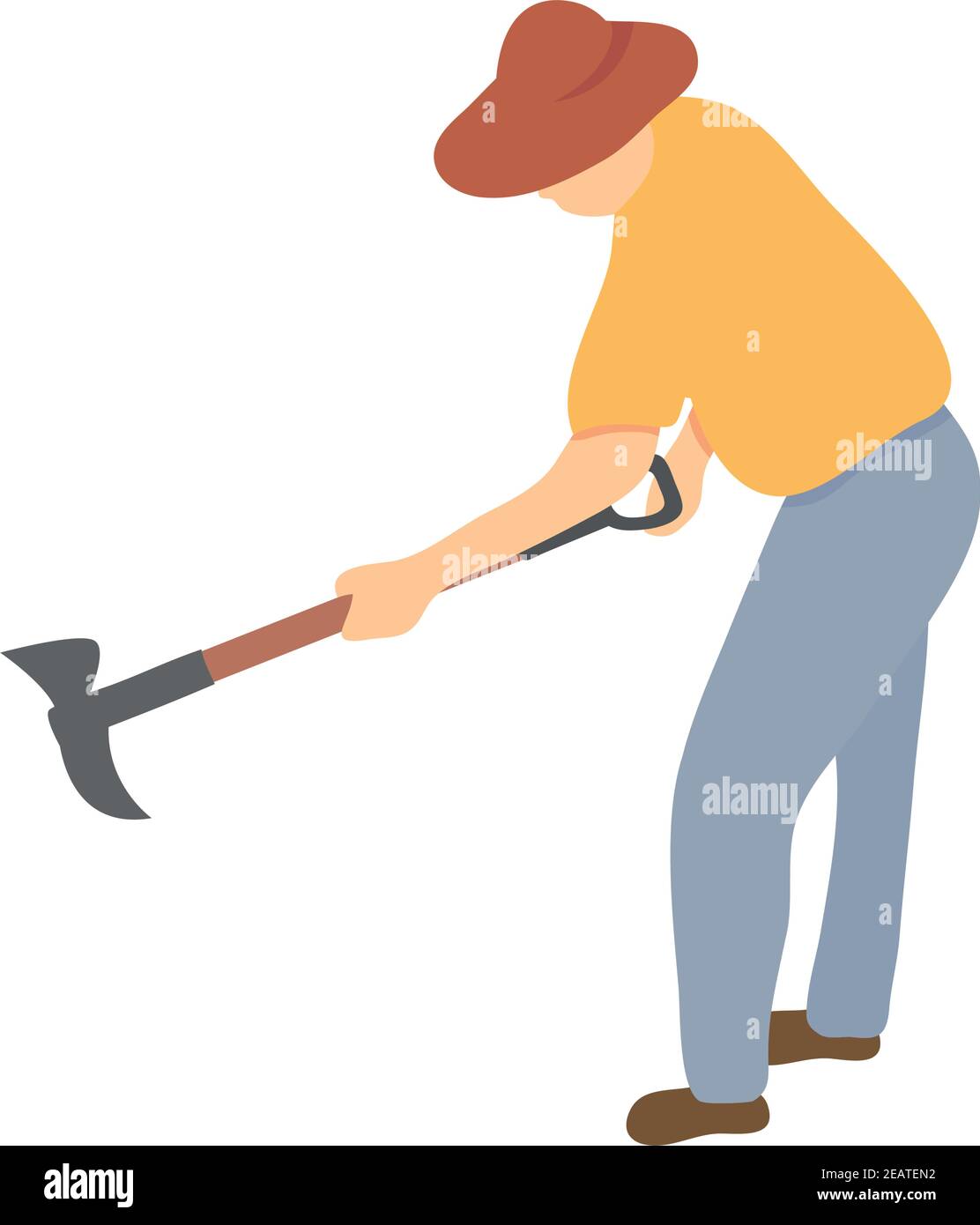 farmer with a ax tool over white background, colorful design, vector ...