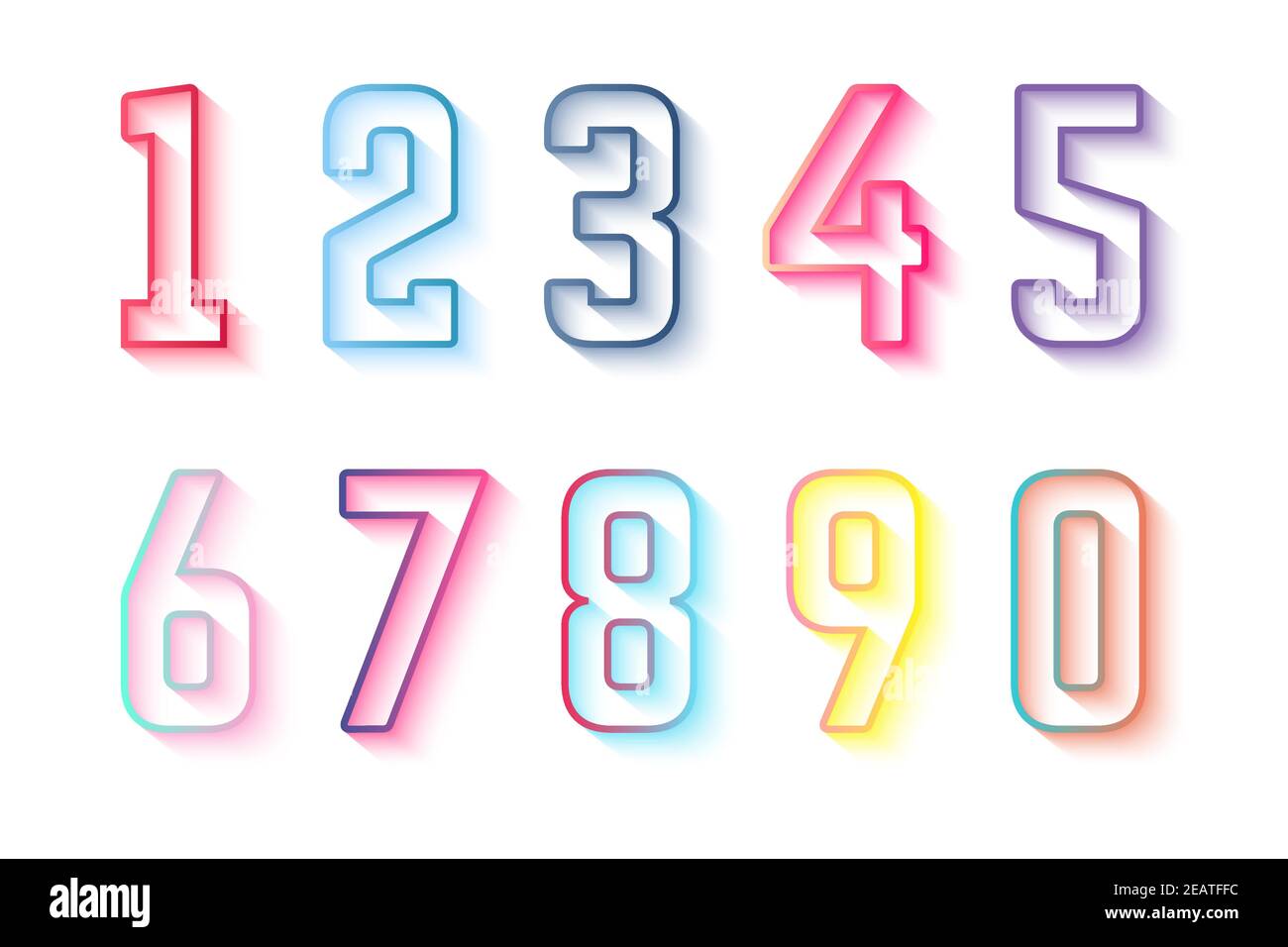 Colorful outline numbers collection 0 to 9 Stock Vector